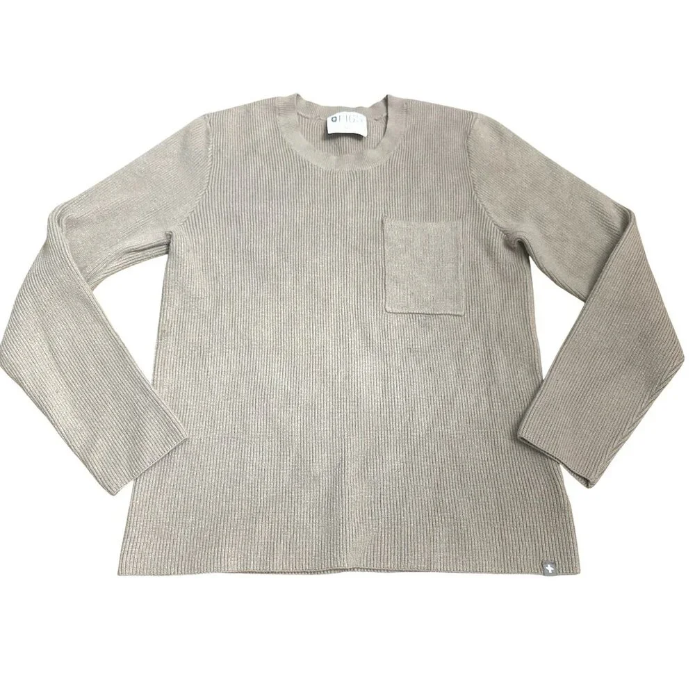 Figs Size Medium Tan Brown Ribbed Pocket Sweater Minimalist City Casual Style - Picture 7 of 12